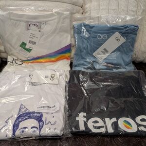 Graphic Tees - White, Blue, Black Set Of 4